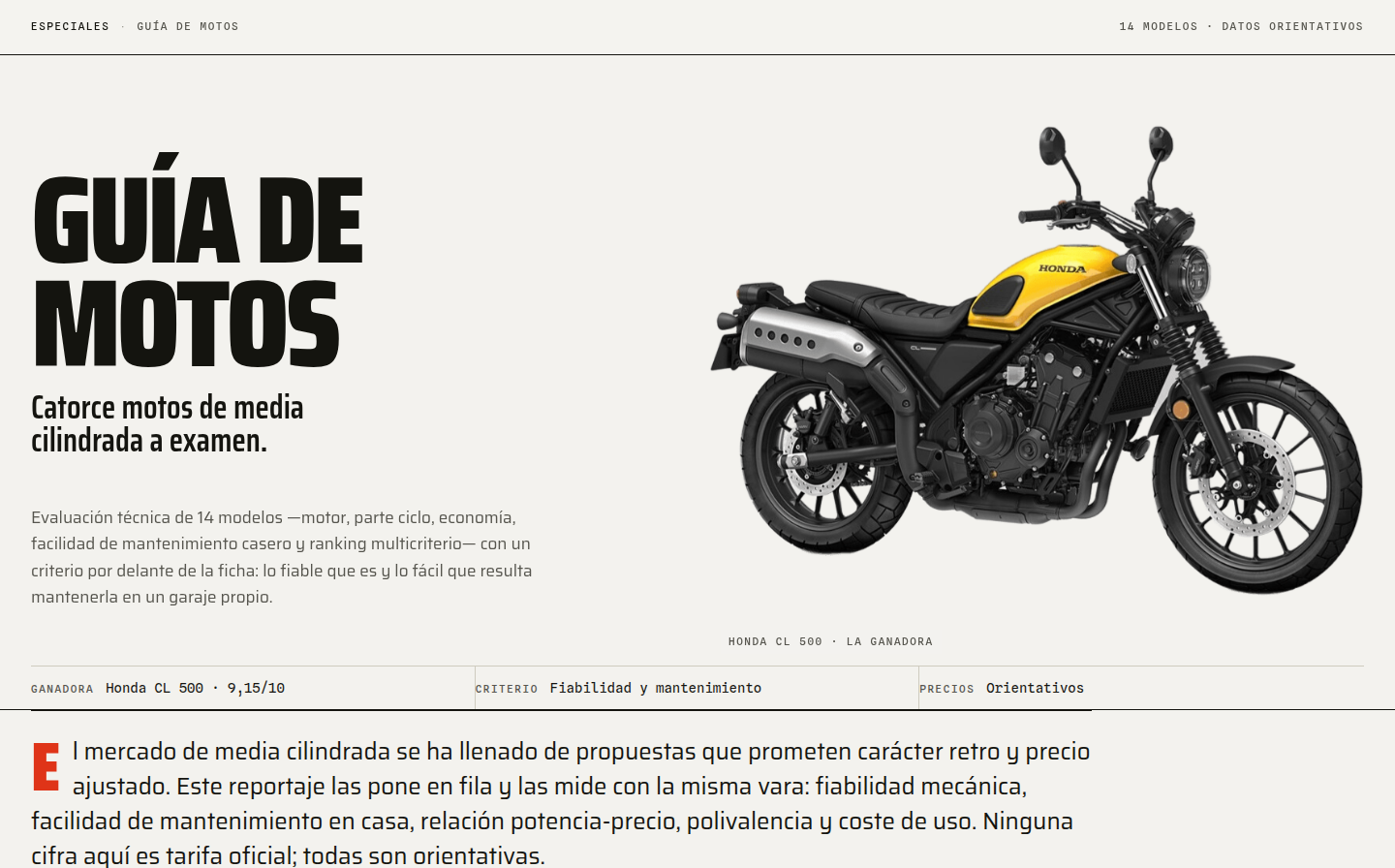 Portada del especial Guía de motos de media cilindrada